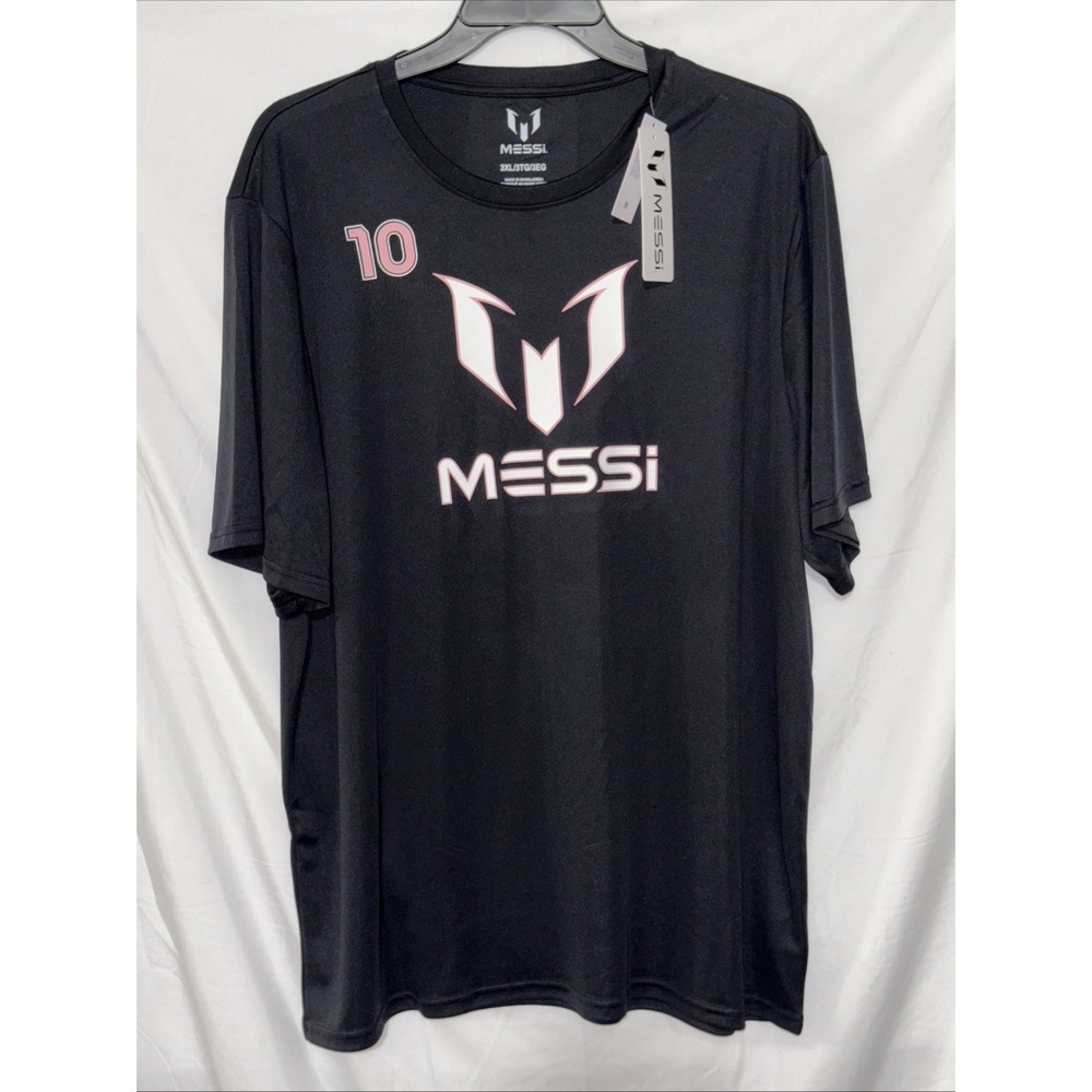 Messi Shirt Mens 3XL Black Pink Performance Soccer Football 10 Logo Athletic Tee